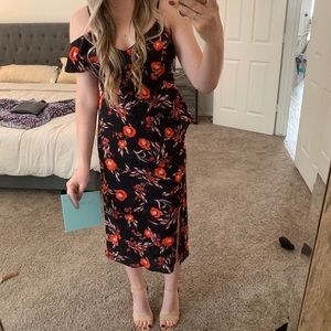 Black Floral off the Shoulder Medium Lulus Dress